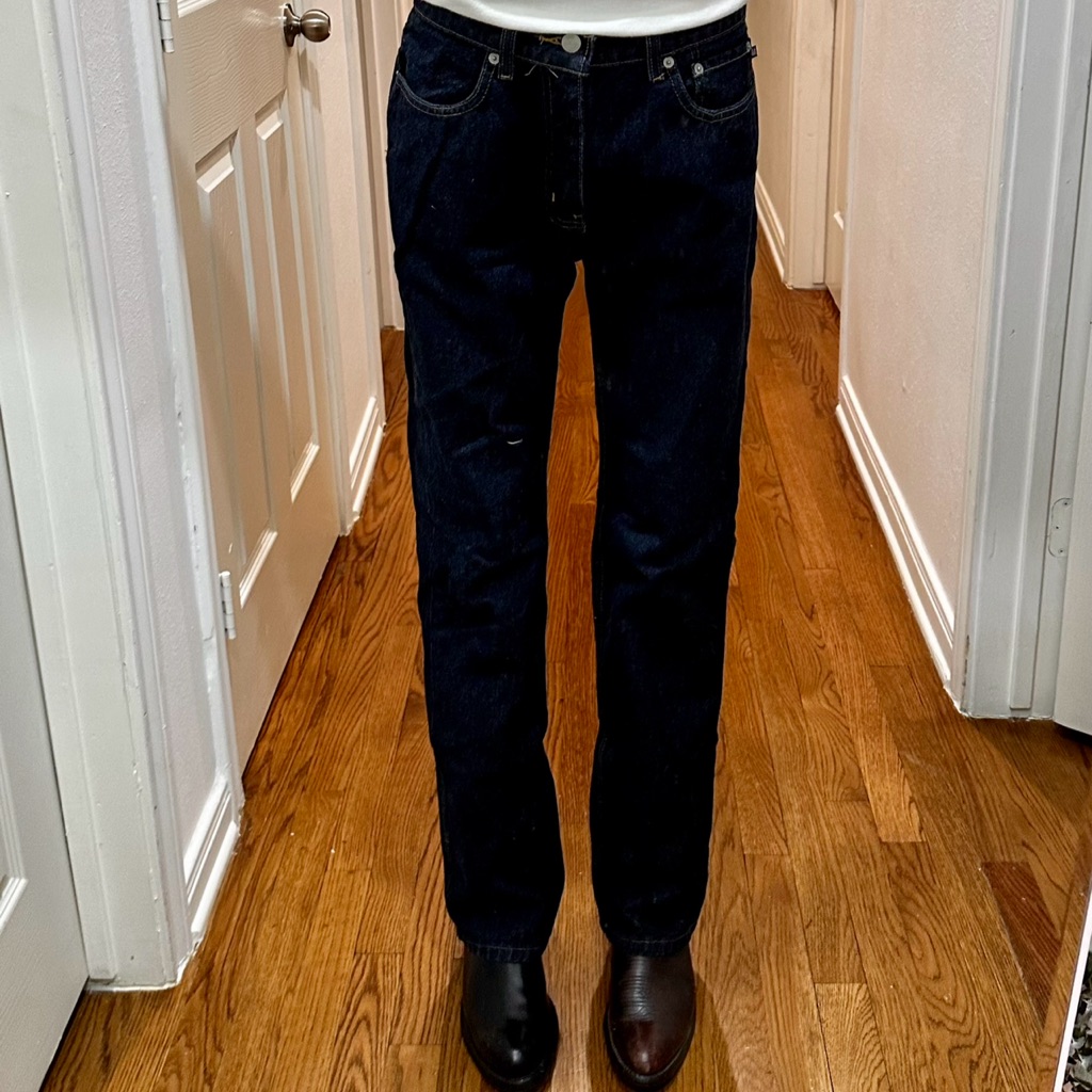 Ralph Lauren Blue Straight Leg Jeans With Sturdy Waistband And Classic Rivets